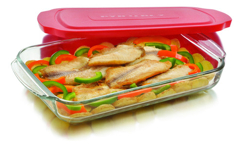 Refractario Toper Bandeja Rectangular Vidrio + Tapa Cocina