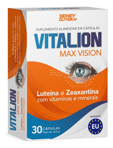 Vitalion Max Vision 30 Cáps União Europeia Sidney Oliveira Sabor Sem Sabor