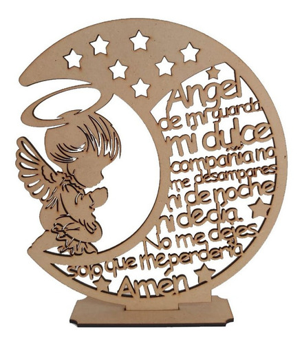 Recuerdo Para Bautizo Angel Niño Mdf 3mm Pack De 20 Pz