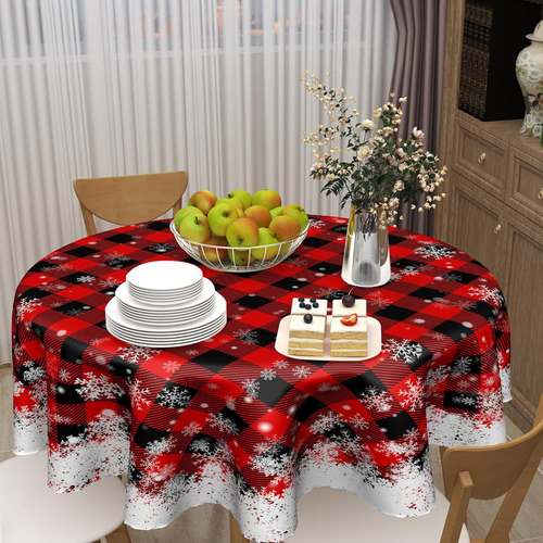 Mantel Ronda De Navidad Kawani 60 Pulgadas Rojo Rojo Búfalo