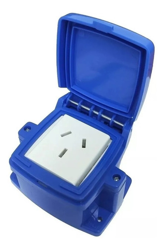 Caja Capsulada Exterior Toma 10 Amp Con Tapa Azul