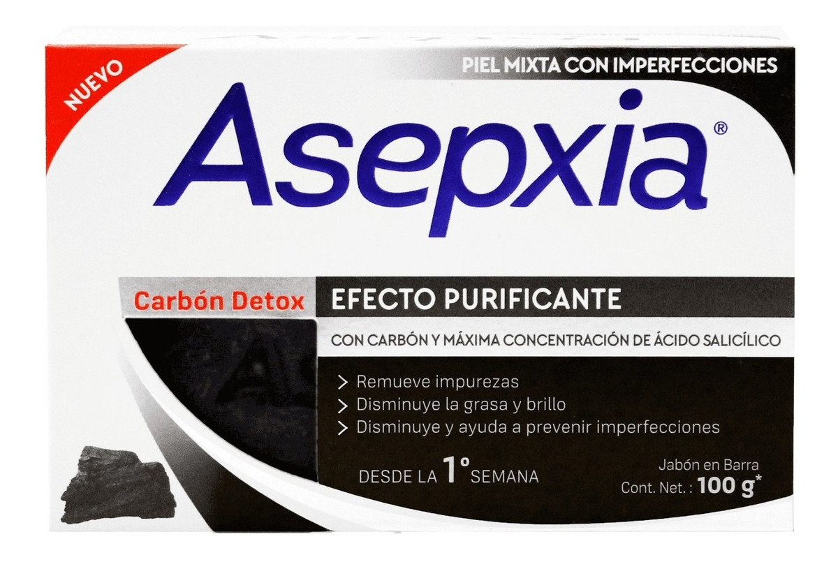 Asepxia Jabón Carbón Detox Purificante 100grs