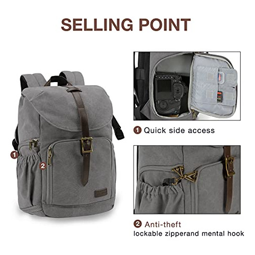 Mochila Para Camara Dslr Antirrobo E Impermeable Gris