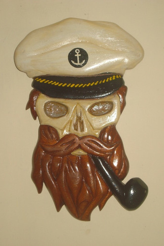 Máscara Cráneo Pirata De Madera