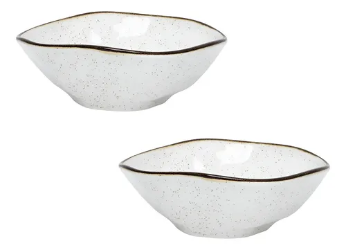 Kit 2 Bowls Cumbuca Lanche Porcelana Oxford 500ml Maresia Cor Bege