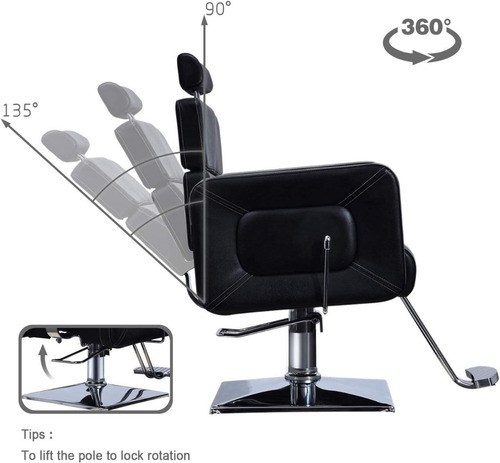 Imagen 8 de 9 de Silla Para Peluqueria / Estilistas / Ajustable / Reclinable