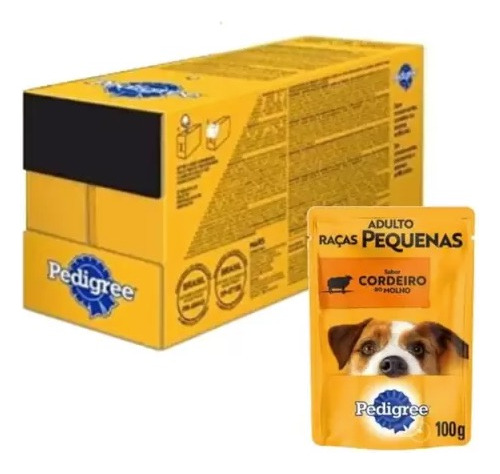 Caixa 18 Sachê Pedigree Cães Ad Raça Pequena Cordeiro 100g