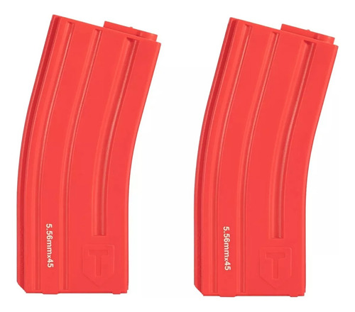 Combo 2x Airsoft Magazine Carregador Mid Cap M4 Vermelho Vermelho