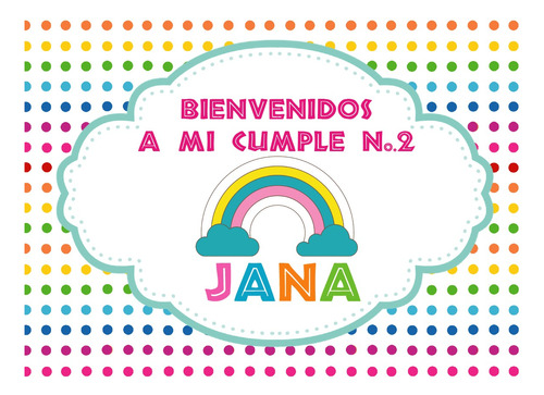 Arco Iris Cumpleaños Cartel Banderines Stickers Deco