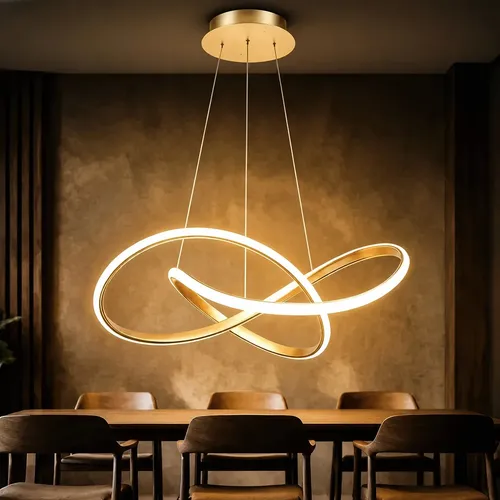 Luminária Suspensa Led Decorativa Para Sala E Quarto, 64 W 110v - 220v Dourado