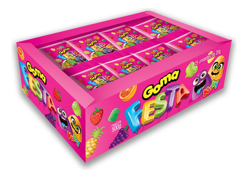 Mini Goma Festa 20g Display Kuky Caixa Com 25 Unidades