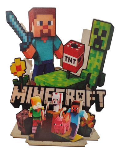 Centro De Mesa Minecraft 10 Pz Madera Mdf