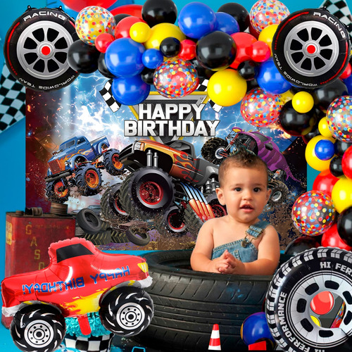 Tire Racecar Wheels Globos Decoración De Fiesta De Cumpleaños InBoxxarty 26pcs