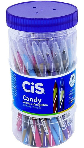 Caneta Cis Candy Esferográfica 0.7mm Pote 50 Und Sortidas