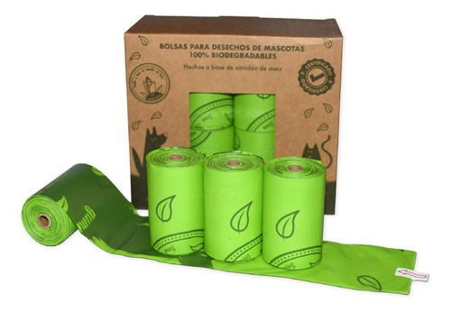 Bolsas Biodegradables Certificadas Desechos Mascota (16 Pcs)