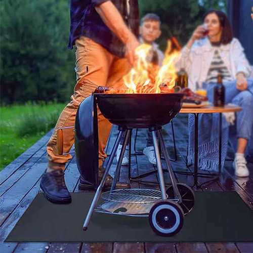 Alfombra Negra Para Chimenea, Almohadilla Ignífuga, M