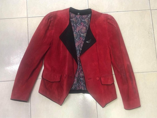 Chaqueta Tipo Blazer Rojo Gamuza 