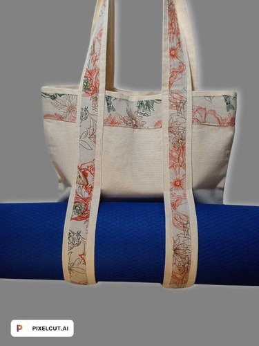 Bolsos Tote Yoga De Lona Cruda Hecho A Mano