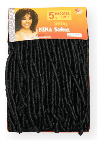 Cabelo Sintético Cacheado Nina Softex Pacotão 5 Em 1+agulha Cor Preto Cor 01