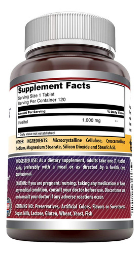Amazing Formulas Inositol 1000 Mg 120 Tabletas Paquete Doble