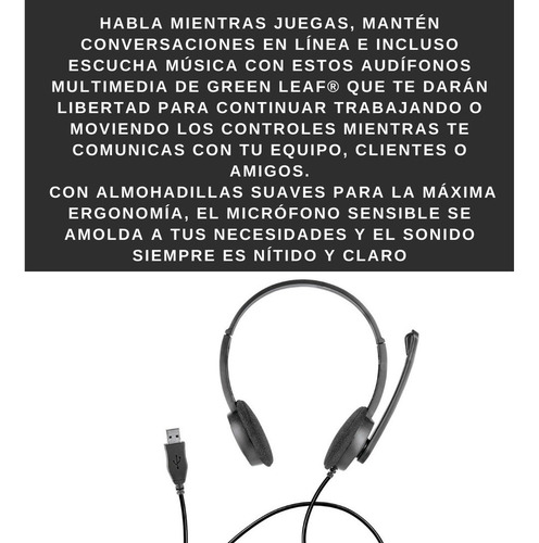 Audífonos Hifi Con Micrófono De Entrada Usb Green Leaf