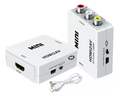 Mini Adaptador Rca Av Conversor Para Hdmi 1080p Av 2hdmi