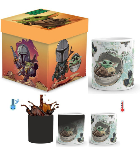 Taza Mágica Baby Yoda Mandalorian Star Wars Con Caja 