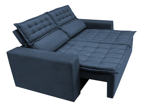 Sofá Retrátil e Reclinável Cama inBox Slim 1,50m Tecido Suede Velusoft Azul