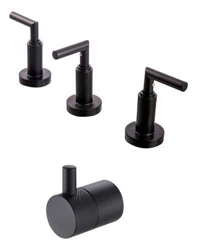 Juego Grifería Bidet Aqualaf + Percha Peirano Fabric - Black