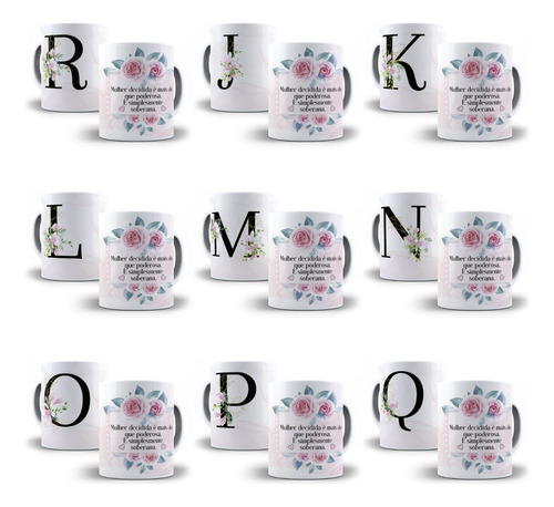 26 Arte Caneca Alfabeto Floral Magnólia Em Coreldraw + Jpg