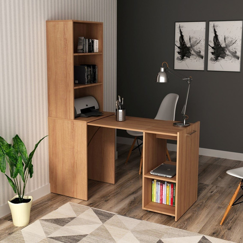 Armário Com Mesa Retrátil Me4171 Tecnomobili Amendoa Ef