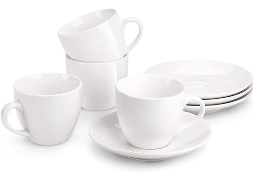 Miware Coffee Cups, 200ml, Porcelain, With Saucers