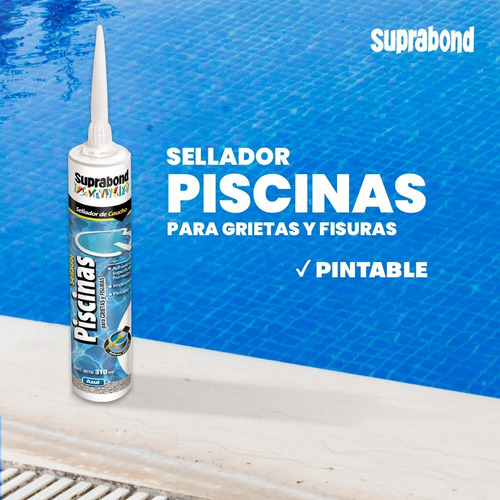 Imagen 6 de 10 de Sellador Suprabond Piscinas - Grietas Y Fisuras - Azul 310ml