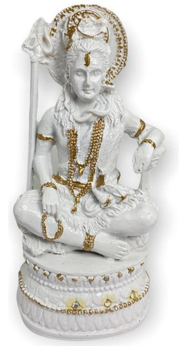 Shiva Meditando Branco Em Resina 16cm