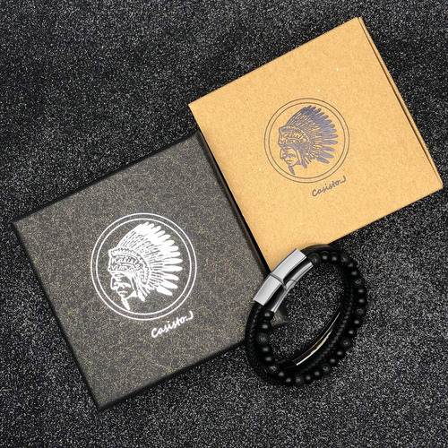 Casistoj Pulsera De Cuero Para Hombre ' Brazalete Clásico A