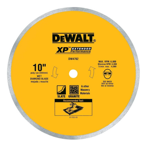 Disco Diamante 10 Rin Continuo Porcelanato Dewalt Dw4762 Color Amarillo