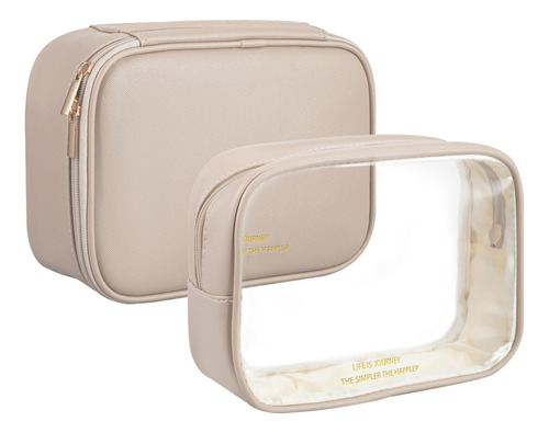 Rewhaw Bolsa De Maquillaje Transparente, Marron