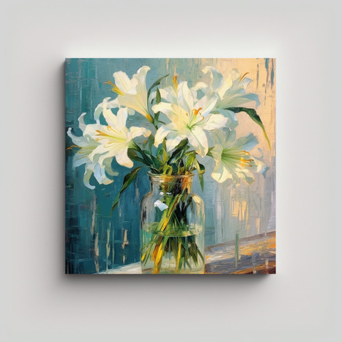 Cuadro Arte De Pared: Lirios Blancos De Monet 40x40cm Flores