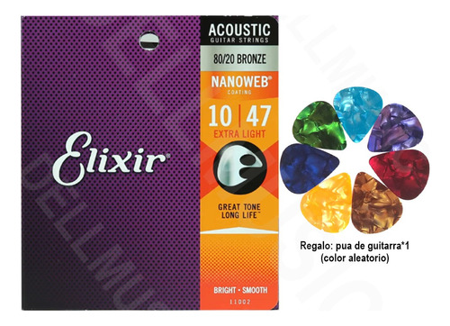 Cuerdas Guitarra Acustica 10-47 Elixir 11002
