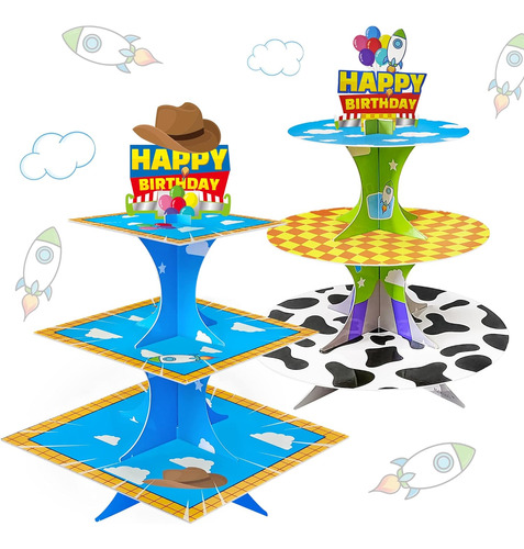 Soporte De 3 Niveles Para Cupcakes De Historias De Dibujos A