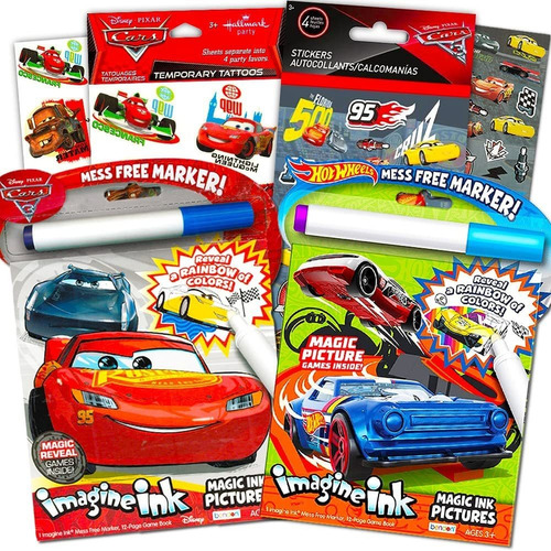 Juego De Libros Para Colorear Con Tinta Mágica Disney Cars A