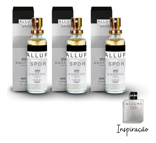 Kit 3 Perfumes Allur Sport Masculino 15ml Amakha Paris