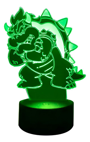 Lámpara 3d Bowser Super Mario Base Negra + Pilas
