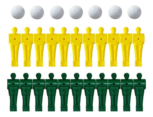 22 Bonecos Pebolim Totó + 7 Bolas Pesada Mesa de pebolim amarelo e verde