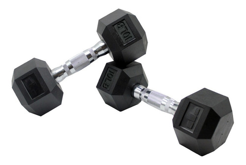 2 Mancuernas 10 Lb 4.53 Kg C/u Kit Set Pesas Hexagonales Pro Color Negro