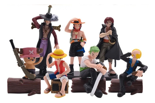 Set 7pzs One Piece 8cm Monkey Zoro Sanji Tony Dracule Shanks