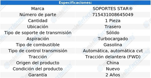 Soporte Transmisión Aut, Cvt Trasero A4 L4 2.0l Turbo 09-16