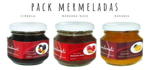 Mermeladas Pack Ciruela, Manzana Nuez, Naranja + 1 Pack