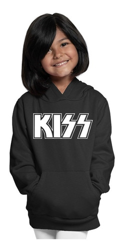 Sudadera Infantil Negra De Banda Kiss Logo Para Regalar