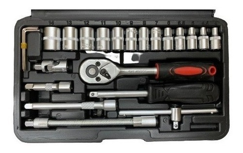 Caja Set Herramientas Juego Llave Tubo Kit 46 Piezas Estuche